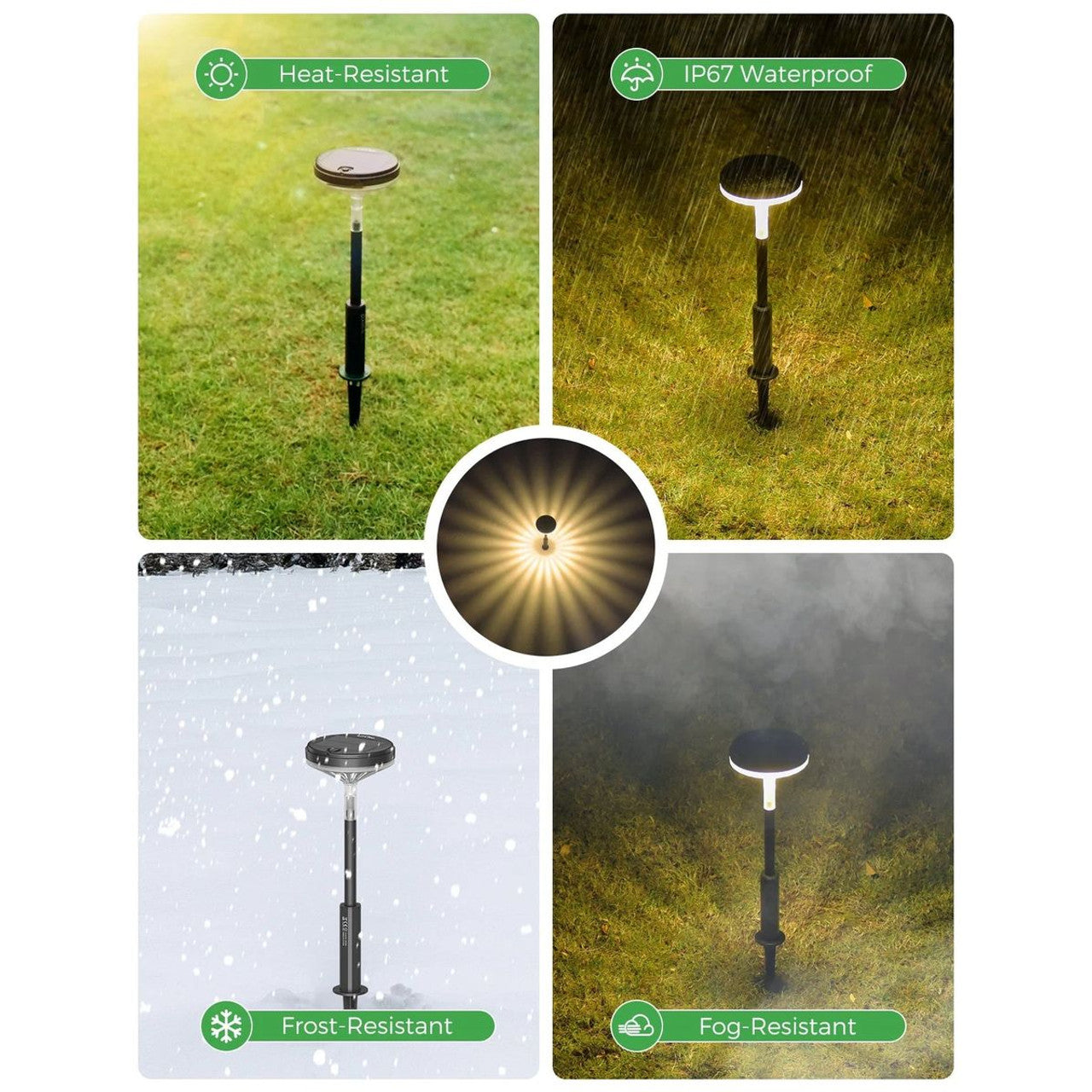 Warm White Solar Pathway Lights with 3 Light Modes (4-Pack)