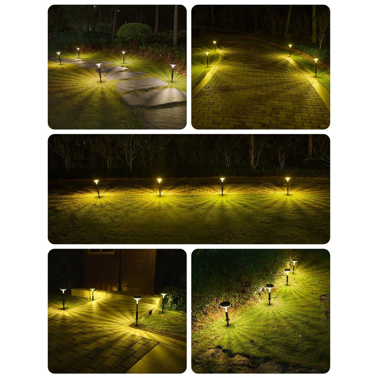 Warm White Solar Pathway Lights with 3 Light Modes (4-Pack)